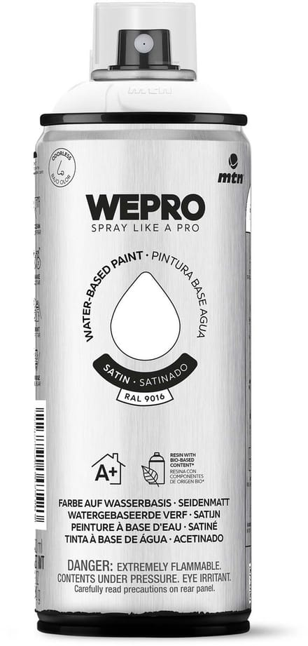 Spuitbus MTN WEPRO WATER-BASED PAINT 400ML ZG RAL 9016 WIT