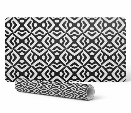 Moderne vinyl toetsenbordmat met geometrisch retropatroon, 100x50 cm