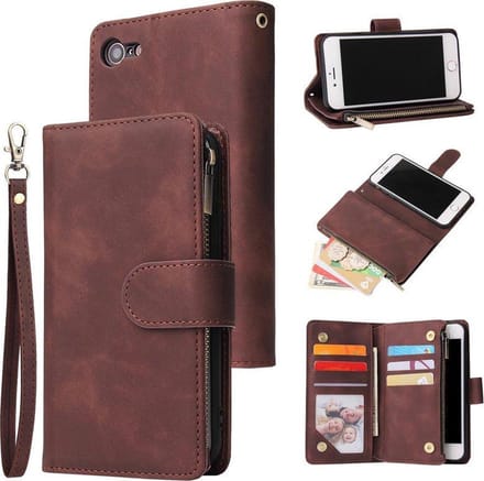 Geschikt voor Apple iPhone 7 - 8 Bookcase - Donkerbruin - Portemonnee hoesje