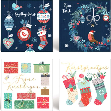 Kerstkaarten - 50 Stuks - 10 x 10 cm - Fijne Kerst - K-139