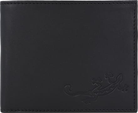 oxmox Leren portemonnee Leather RFID Protect Querscheinbörse Lizard Embossed Black zwart
