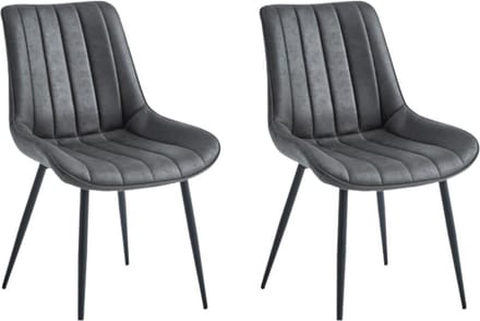 Colenis® - Verta Eetkamerstoel - Set Van 2 - Antraciet - Microfiber Stof - Industrieel