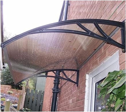 Terrasoverkapping Buiten - Regenscherm Deur - Bescherming tegen Weer - Aluminium Frame PC Dak - 80 x 120 cm - Wit
