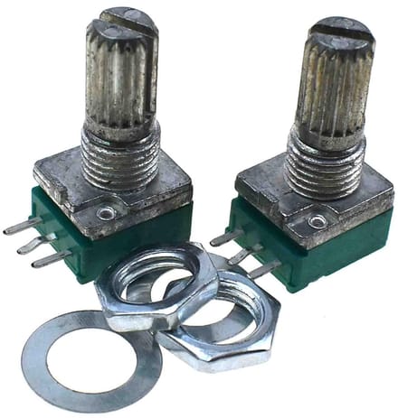 Potentiometer Set - Variabele Weerstand - Audio aanpassing - Met Schakelaar - 5 Stuks 15mm - Zilver