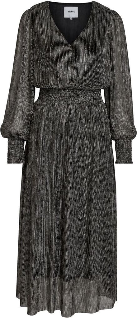 Minus Mavena Long Slevee Midi Dress Black Metallic