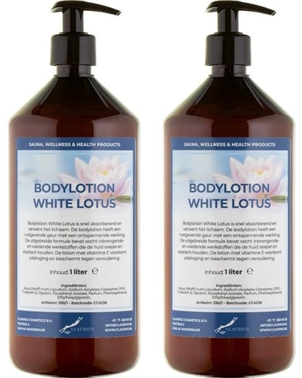 Bodylotion White Lotus 1 Liter - met gratis pomp - set van 2 stuks