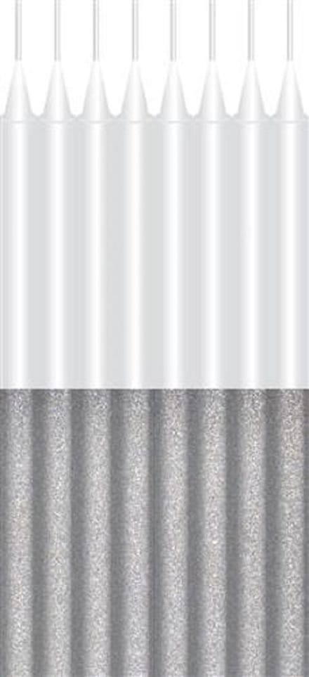 Glitter taart kaars wit/zilver | 9,5cm/16st.