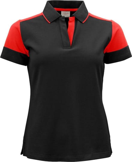 Printer Prime Polo Lady Zwart/Rood - Maat L