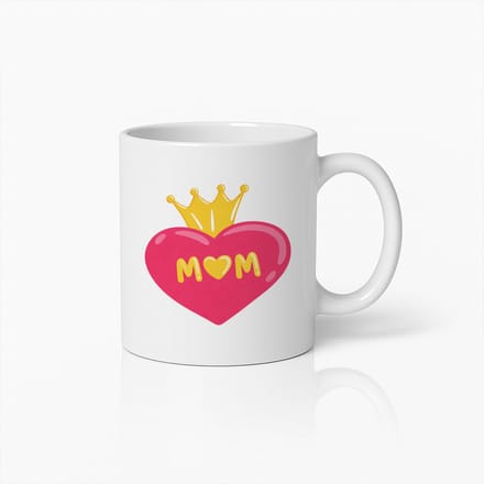 Moederdag Cadeau Mok - Roze Hart met Kroon Ontwerp - Beste Mama Koffiebeker - Wit