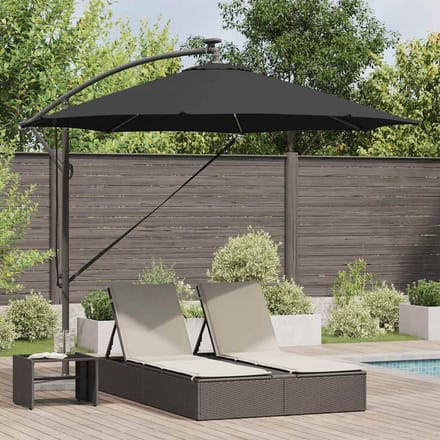 vidaXL - Parasol - 294 - x - 294 - x - 248 - cm - Polyester - en - Aluminium - Zwart