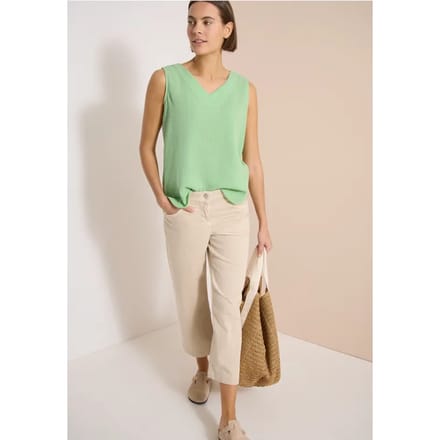 Blousetop met V-hals van mousseline