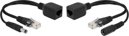 Passieve Power over Ethernet (PoE) adapter kit - RJ45 + DC 5,5 x 2,1 mm / zwart - 0,20 meter