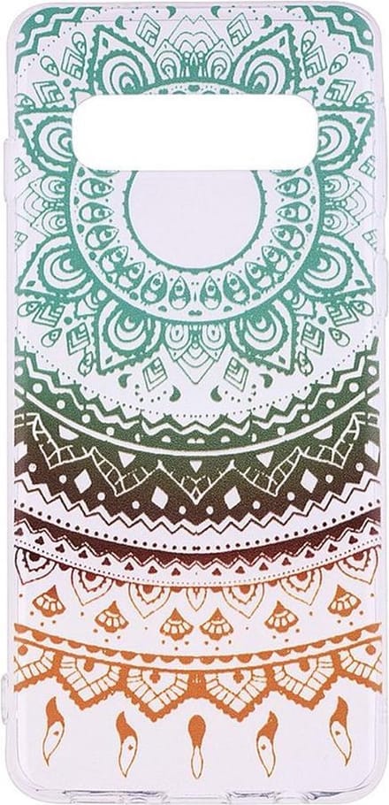 Shop4 - Samsung Galaxy S10 Plus Hoesje - Zachte Back Case Gekleurde Mandala