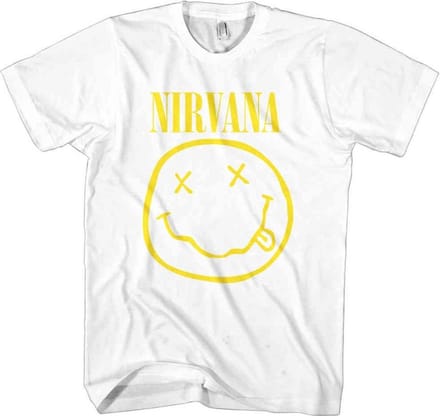 Nirvana - Yellow Happy Face Kinder T-shirt - Kids tm 4 jaar - Wit