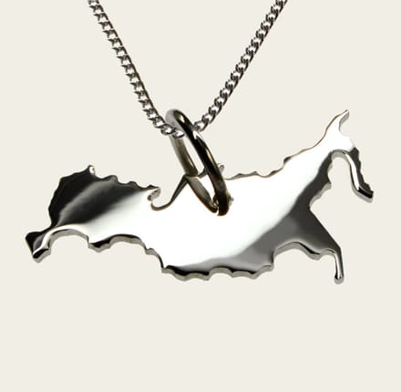 Zilveren Landkaart Rusland ketting hanger