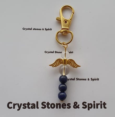 Geboortesteen September "Lapis Lazuli" sleutelhanger goudkleurig