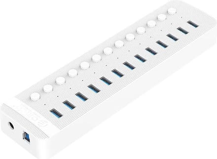ORICO USB 3.0 hub met 13 poorten - BC 1.2 - aan/uit schakelaars - 60W - wit