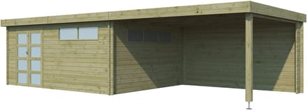 Woodlands Blokhut Modern met Overkapping Geïmpregneerd 905 x 385 cm