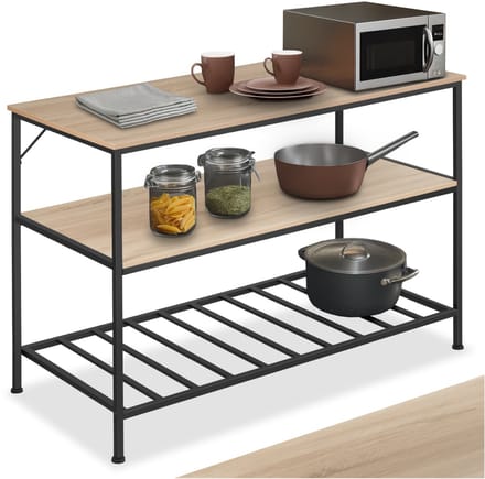 tectake - Keukenrek Akeley industrieel lichtbruin - 120 x 60 x 90,5 cm - 404440