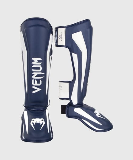Venum Elite Kickboks Scheenbeschermers Navy Blauw Wit - L