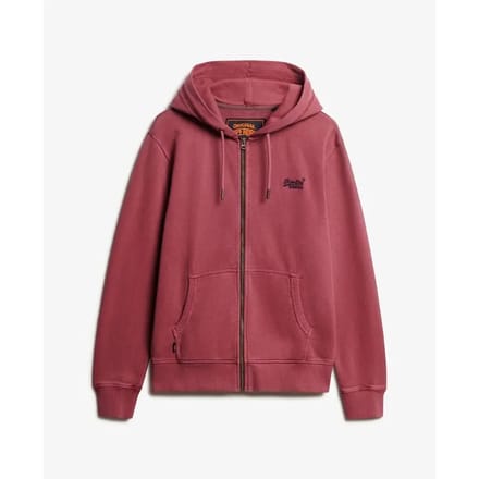 Superdry Essential Logo Washed Hoodie met Rits Red Grootte: S
