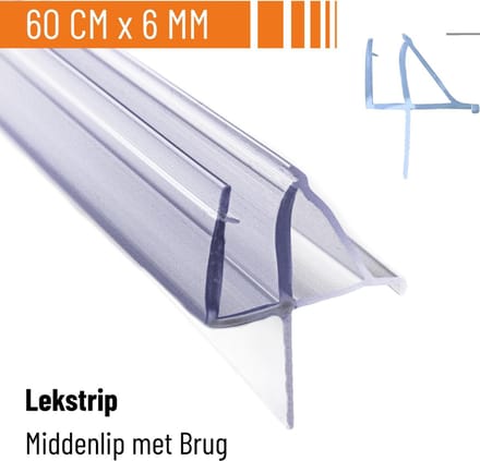 Simple Fix Douchestrip - Lekstrip - Waterkering - Douchedeurafdichting 60CM Lang - 4/5/6MM Glasdikte - Lekdorpel & Middenlip