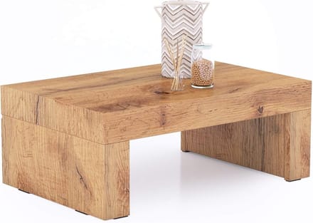 Salontafel Evolution - Koffietafel Hoektafel - Woonkamer Meubel - Lineair Design - 90x60x35 cm - Rustiek Eiken