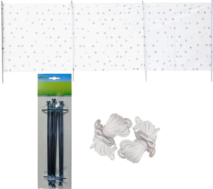 Strand/camping windscherm 3 x 1,2 m - Met 6x grondpennen - En 4x Scheerlijnen
