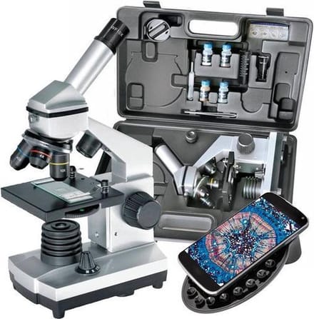 Bresser Optik 8855002 BIOLUX CA Set 40x-1024x Kindermicroscoop Monoculair 1024 x Opvallend licht, Doorvallend licht