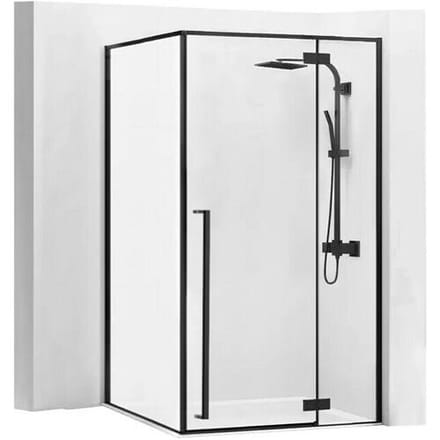 Rea Fargo Black 80X100 U - 195 cm - Douchecabine - Rechthoek - Zwart