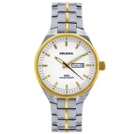 Prisma horloge P.2433 Century bicolor off-white dag/datum