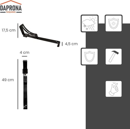Looproostersteun Dak - Daksteun Loopbrug - Veilig Daken Werk - Gegalvaniseerd Staal - 49cm Lengte - Zwart