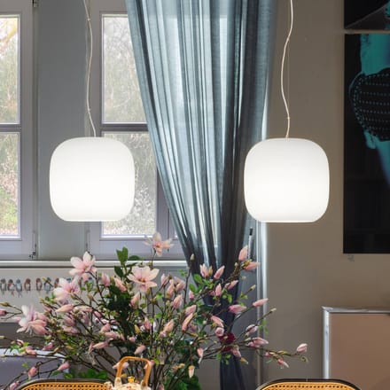 Casablanca hanglamp Murea, wit, glas, 2-lamps, 25 cm, E27
