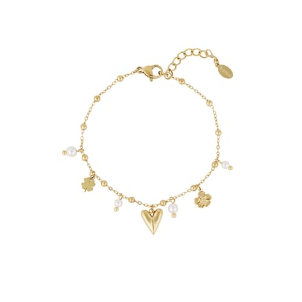 Lucky Love Armband | RVS Goud | Moederdag | Cadeau voor Haar | Hartjes