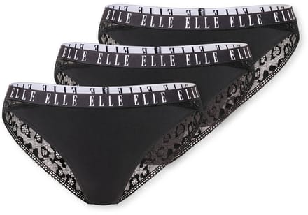 Elle 3-Pack Kanten brazilian slips dames - Lace - Zwart / S