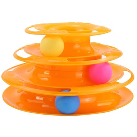 Jouet interactif et stimulant pour chat à 3 niveaux avec boule de souris en cage orange