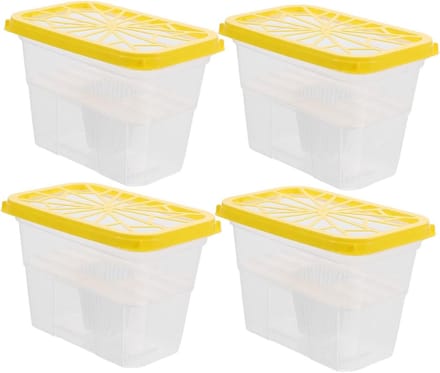 Vochtabsorber Box - Lege Houder - Vocht Bestrijden - Herbruikbaar Ontwerp - 4 Stuks - Geel