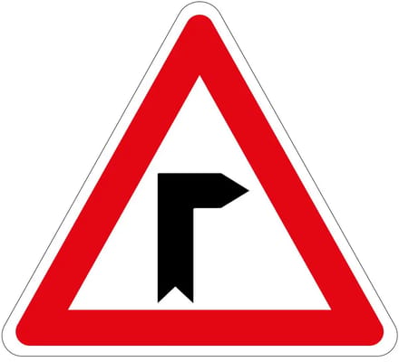 Haakse bocht rechts sticker | 30 cm