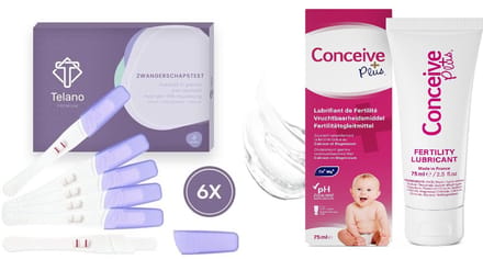 Conceive Plus Glijmiddel + 6x Zwangerschapstest Telano Premium Midstream - Sneller Zwanger Worden.