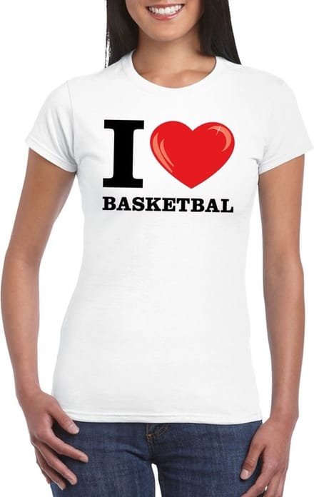 I love basketbal t-shirt wit dames L