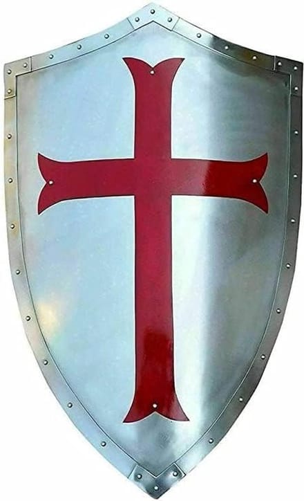 Middeleeuws Schild - Kruisvaarder Schild - Historische Re-enactment - Volledig Functioneel - Groot - Zilver