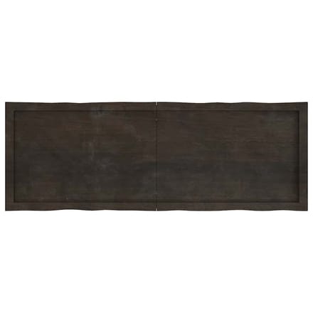 vidaXL - Tafelblad - natuurlijke - rand - 140x50x(2-4)cm - eikenhout - donkerbruin