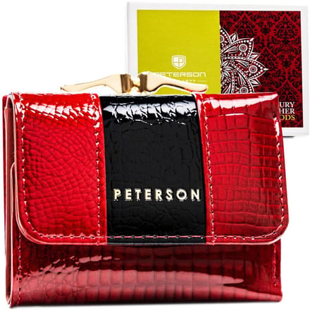 Peterson - Dames Portemonnee - Leer - Croco Patroon - Rood - RFID