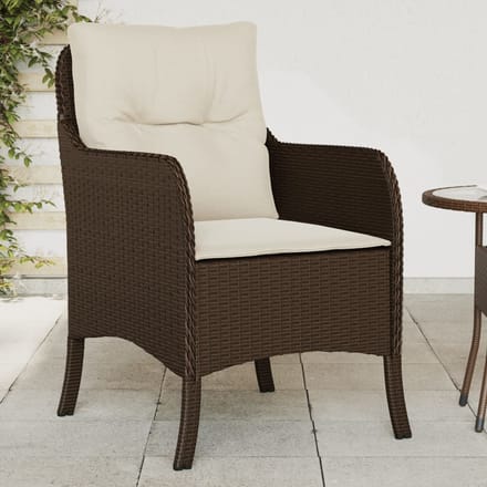 vidaXL - Tuinstoelen - 2 - st - met - kussens - poly - rattan - bruin