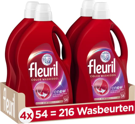 Fleuril Color Wasmiddel - 4 x 54 = 216 wasbeurten - Voordeelverpakking