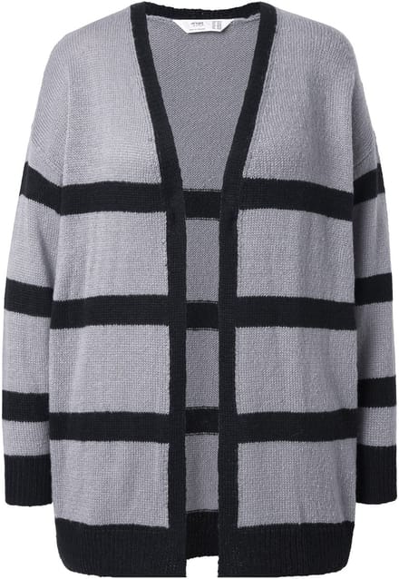 Angel of Style - Dames - Vest oversized gestreept - Loodgrijs - Maat 54+
