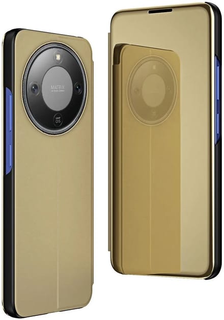 Hoesje geschikt voor HONOR Magic8 Lite - Phonesta Smart View Mirror Book Case - Goud