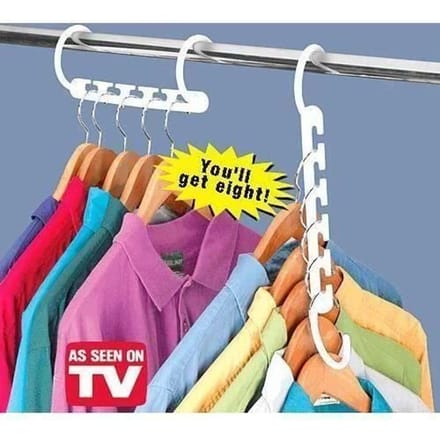 Porte-Cintres Gain de Place - Cintre Magic - Lot de 8 - Couleur Blanc - Plastique - Mixte blanc