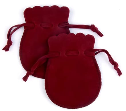 5 LUXE velours / fluwelen zakjes Bordeaux rond S
