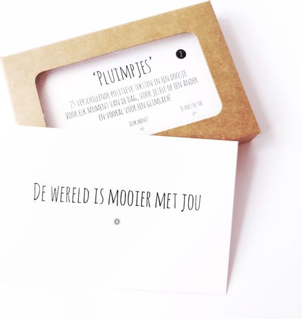 Pluimpjes set 2 - complimenten kaartjes - lieve positieve teksten in een doosje